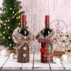 Mingguan Christmas Plaid Fur Collar Wine Bottle Cover & Bag