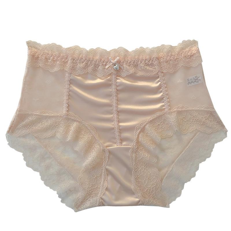 Lady Summer Pure Desire Sexy Satin Lace Medium High Waist Triangle Briefs Einson