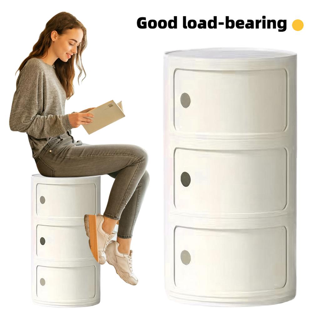 2/3 Layer Nordic Round Bedside Table Creative Sofa Side Table Nightstand Storage Locker for Living Room Bedroom