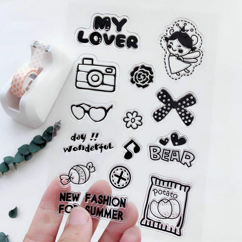 Sovy Transparentní silikonová čirá razítka pro těsnění DIY scrapbooking fotoalbum Květina Pampeliška Leaf Lace Frame 2023