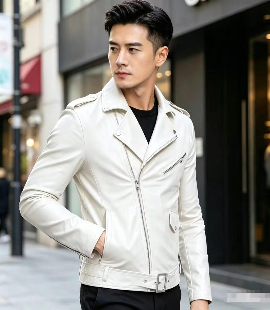 European and American men's clothing autumn and winter fashion casual leather jacket temperament elegant long sleeve large size men's leather jacke