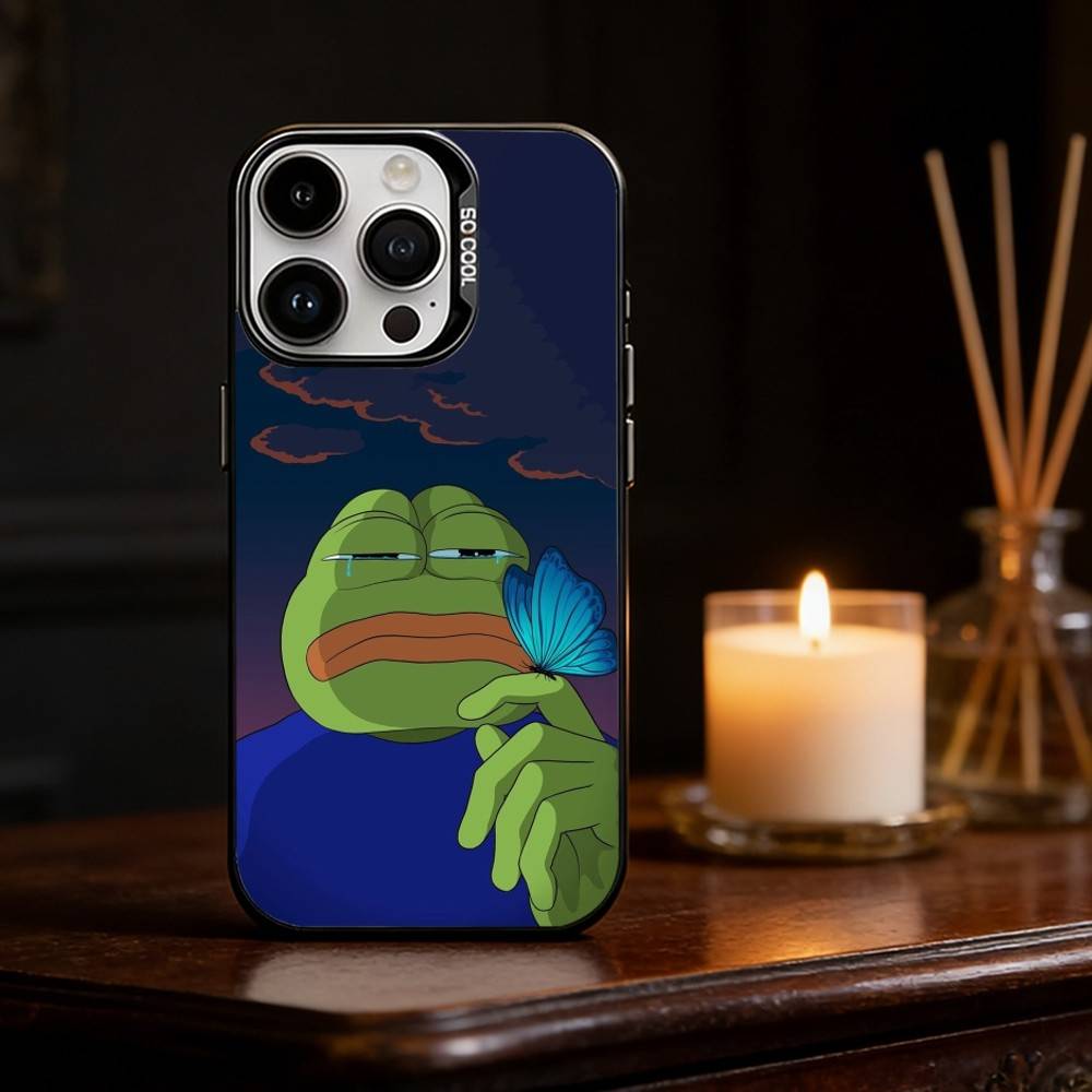 F-Funny P-Pepe the Frog Phone Case For iPhone 17,16,15,14,13,12,11,Pro Max,Plus Candy Silver Cover