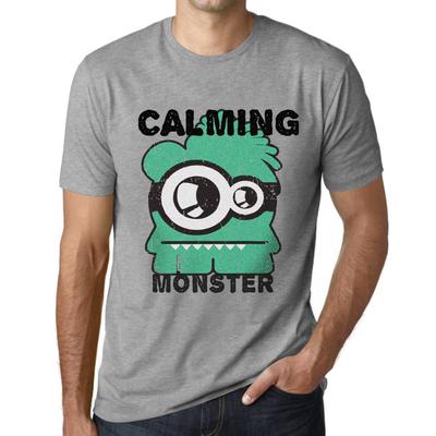 Men’s Vintage Tee Shirt Graphic T Shirt Calming Monster Grey Marl