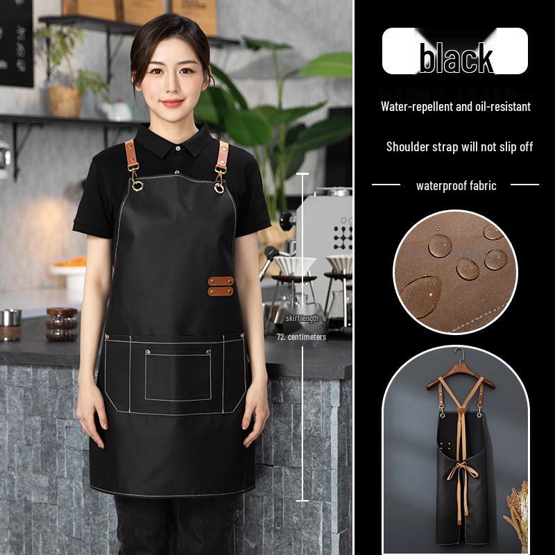 Winter 2025 Oil-Proof PU Leather Catering Apron with Logo Print - Waterproof & Work-Ready