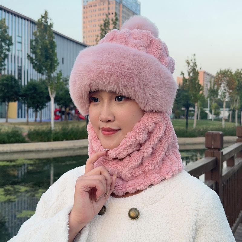 

Женская осенне-зимняя ветрозащитная шапка с шарфом и маской, защита ушей, плюс бархатная подкладка, утолщенный велосипедный головной убор.