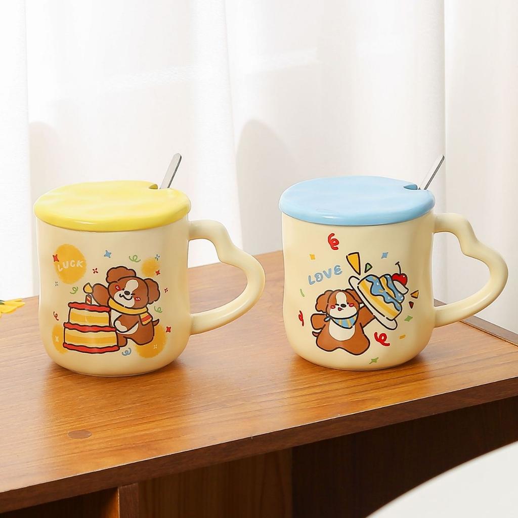 Cartoon Niedlicher Welpe Keramiktassen Paar Tassen Tassen mit hohem Erscheinungsbild Trinkbecher mit großem Fassungsvermögen Heim Frühstück Milchbecher