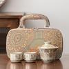 Dunhuang merchandise gold and silver wrong cover bowl two cups travel tea set embroidery bag complete set portable gift box business souvenir