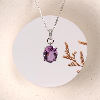 Einfaches Modedesign Natürliche Sechs Cornor Amethyst Anhänger Halskette S925 Silber edler Schmuck für Frauen und Mädchen Geburtstagsgeschenke