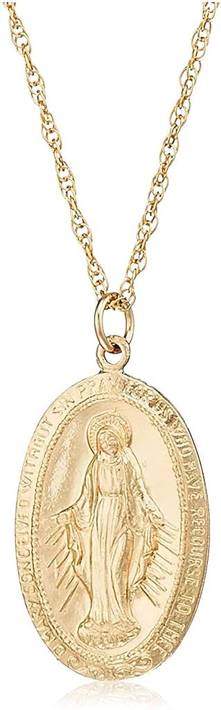 Shop Made In Japan Necklace 14KGF Gold Filled Maria Medal Screw Chain Metal Hypoallergenic Made In Japan Oval Small K14gf34 [Jewelry M] Men's Women's