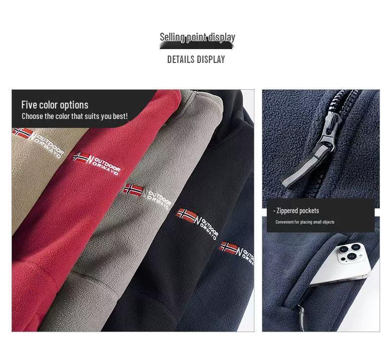 Plus Size Men's Fleece Jacket: Youthful Sports Style for Middle-Aged & Elderly Couples, Warm Norway Design