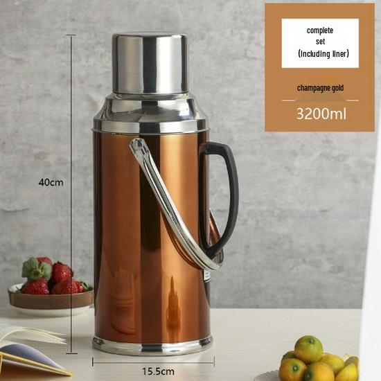Vintage Large Capacity Thermos Flask with Stainless Steel Exterior & Glass Interior for Keeping Beverages Warm