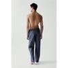 H M Relaxed Fit Poplin Pants Dark Blue cHeck