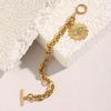 MamacitaSlay 316L Stainless Steel Circular Heart Pendant Bracelet Necklace Waterproof 18K Gold Plated Jewelry Women's Charm Gift