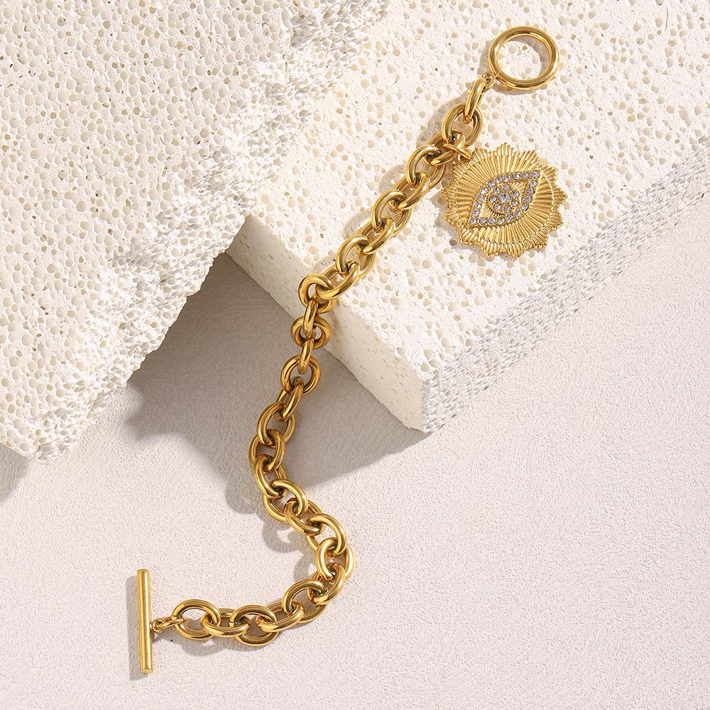MamacitaSlay 316L Stainless Steel Circular Heart Pendant Bracelet Necklace Waterproof 18K Gold Plated Jewelry Women's Charm Gift
