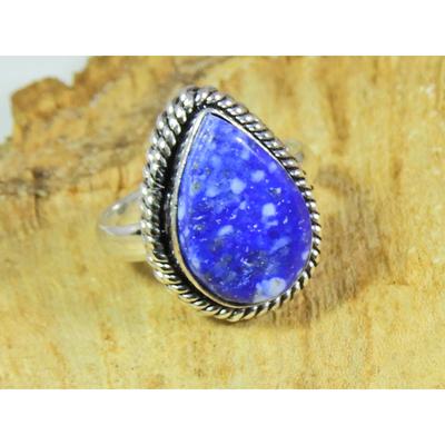 Natural Lapis Lazuli 925 Solid Sterling Silver Ring Size US-7 PG-114