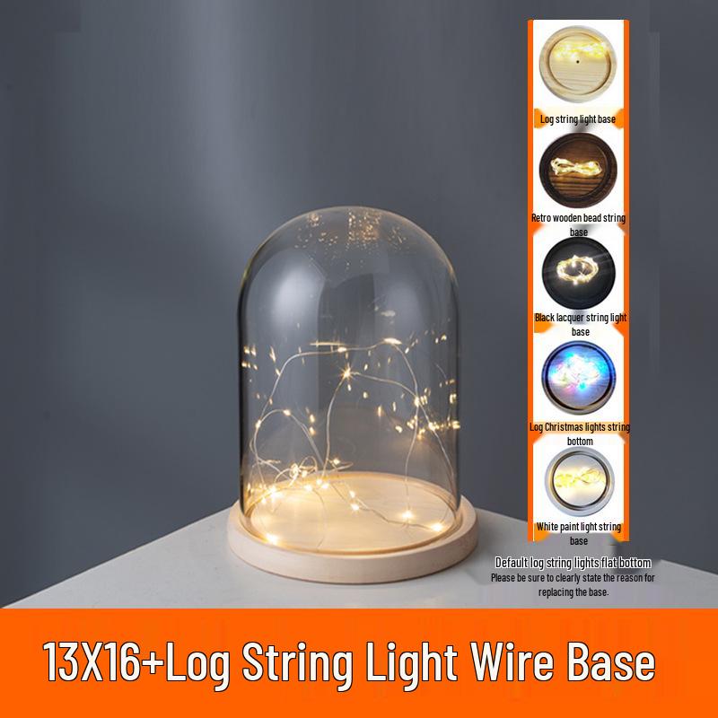LED Sea Urchin Night Light with Preserved Flower in Glass Cover