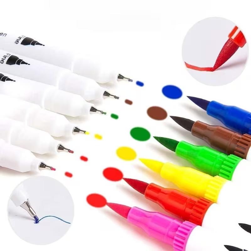 60Pcs Dual-Head Marker Pen Set Brush Tip Fine Liner Art Markers for Drawing Painting Sketching Holiday Decoration Art Supplies