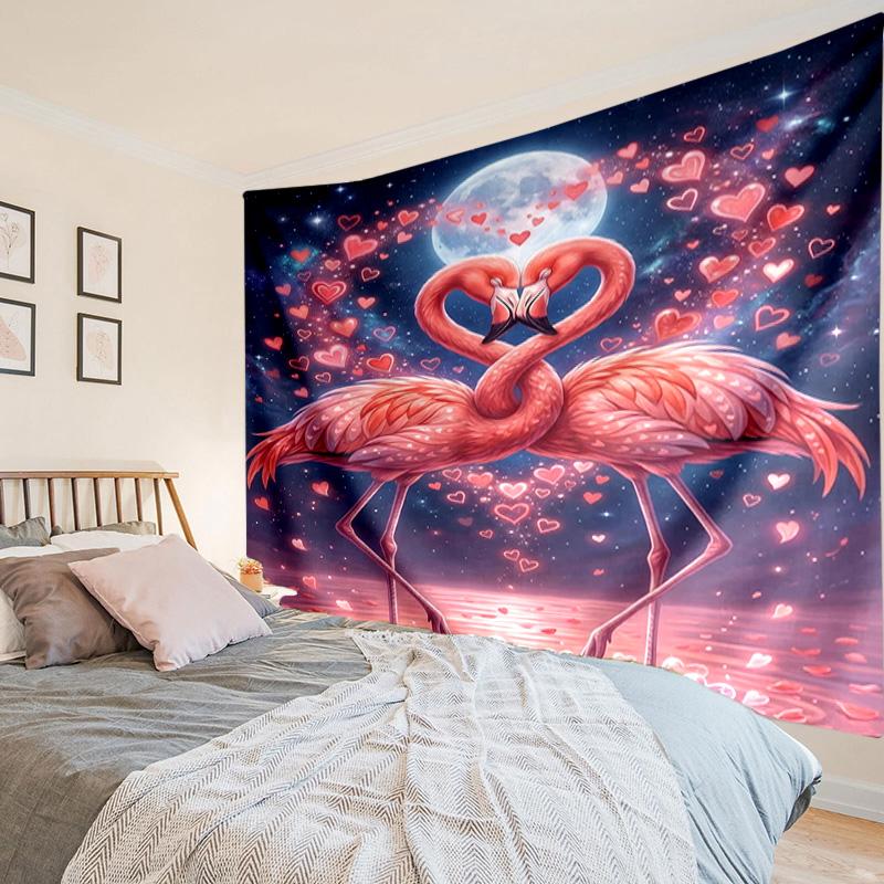 Love Birds In Heart Tapestry Room Decoration Wall Hanging for Living Room Bedroom, Dormitory, Birthday and Christmas Gifts