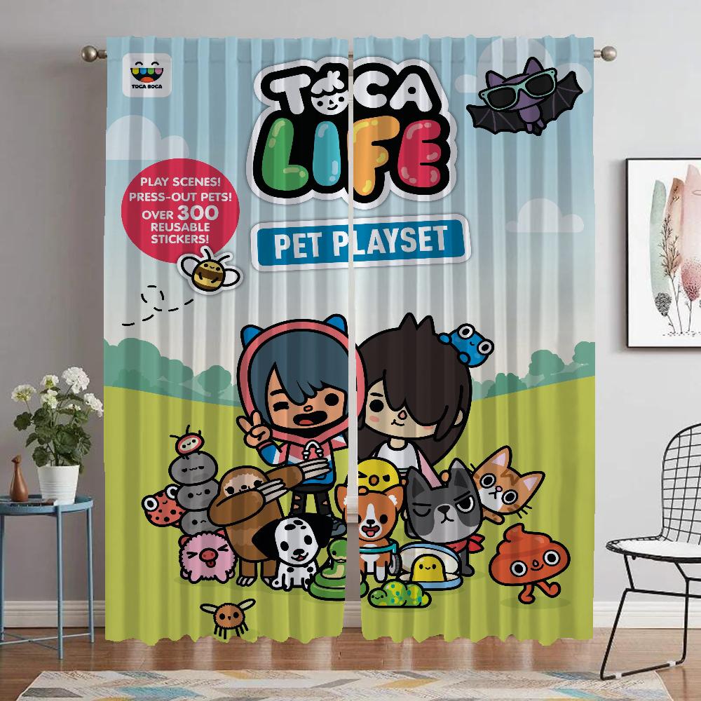 

Toca Life World Оконная штора для комнаты 2 панели Кухонные шторы Перегородка Тюль для спальни Украшение на Хэллоуин Жалюзи Гостиная W50xH70cmx2pcs-CL