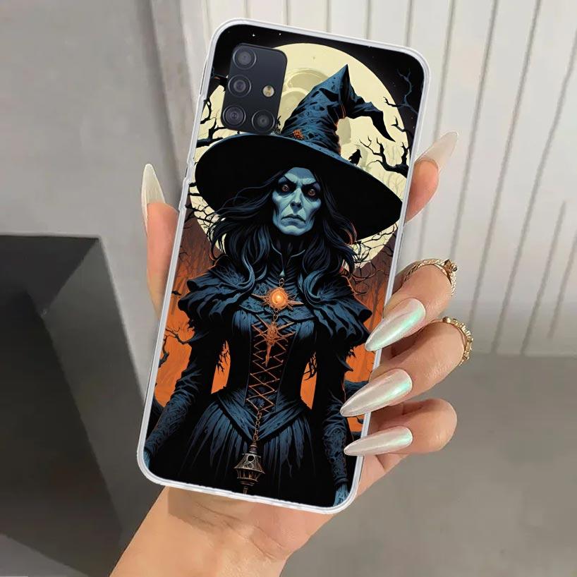 Halloween Moon Witch Horror Phone Case for Samsung Galaxy A52 A32 A22 A12 A02S A50S A30S A10S Note 20 Ultra 10 Plus S10 A31 A20