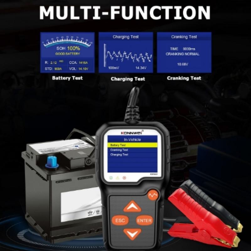 KONNWEI KW650 6V 12V Car Battery Tester 100 To 2000 CCA Motorcycle Auto Battery Analyzer Car Moto Cranking Charging Test Tool