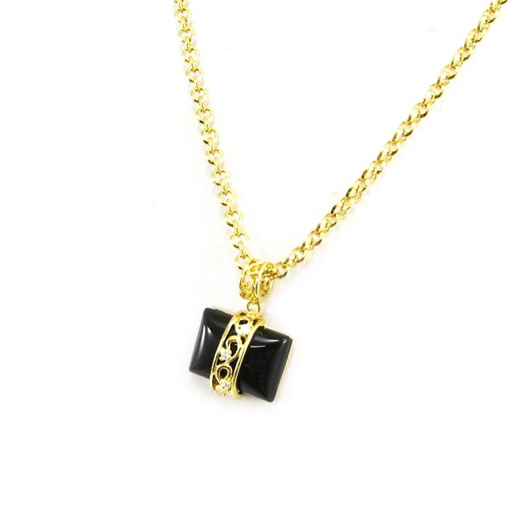 Les Trésors De Lily [E6110] - Black Gold 'Hypnôse' Designer Necklace