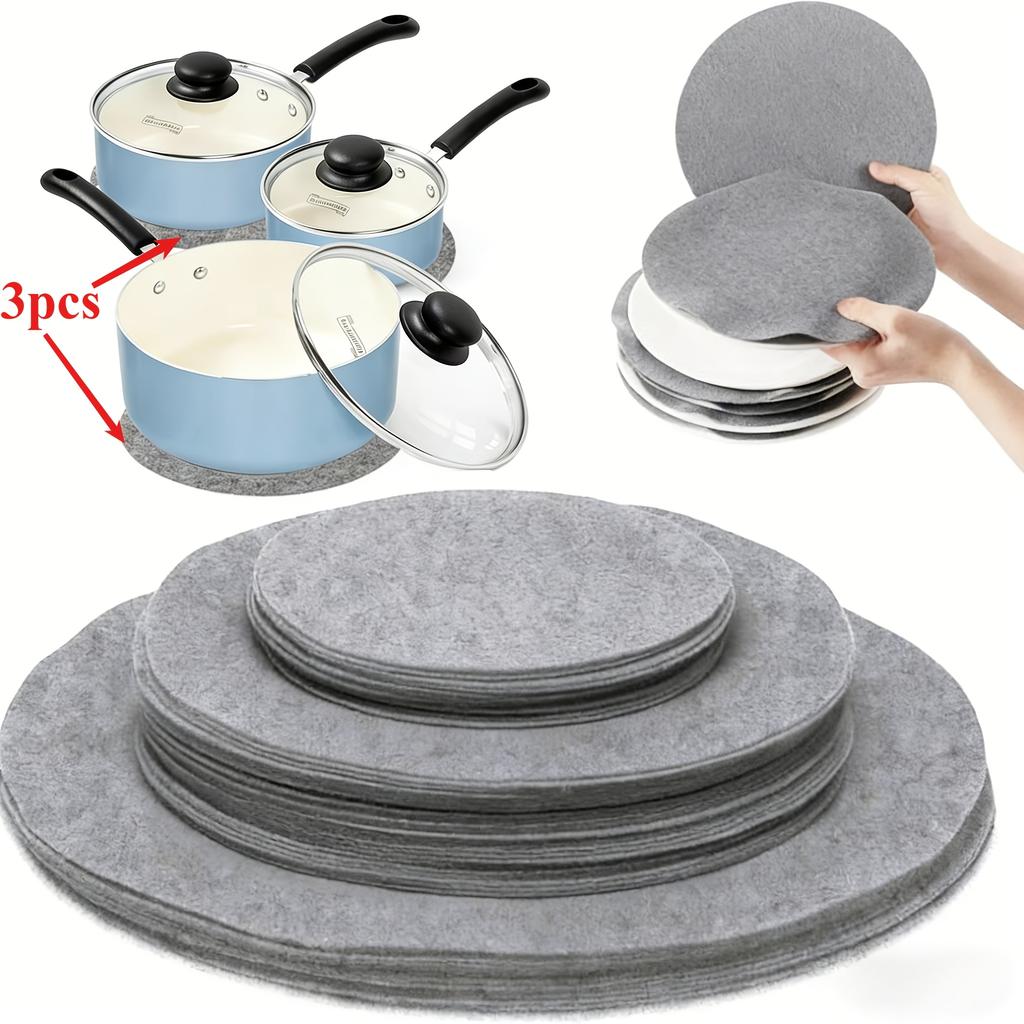 Non-Stick Pan Felt Divider Pad Set Thickened Felt Dish Absorbent Divider Pad