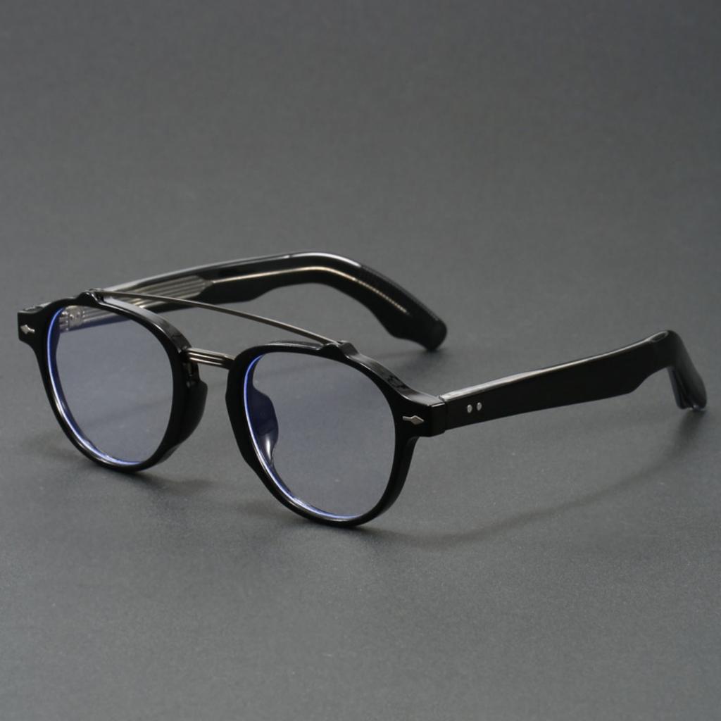 Designer'S Niche Glasses Frame Men'S Retro Double Beam Thick Wide Face Fashionable And Artistic Full Frame Flat Light Glasses