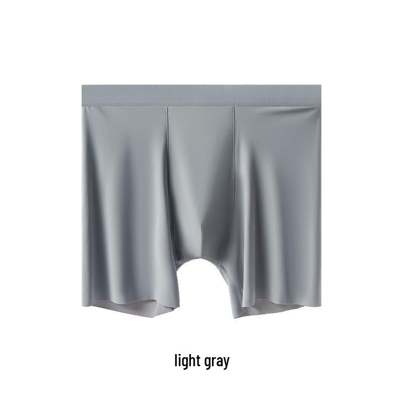 Men's Extended Length Seamless Ice Silk Boxer Briefs - Anti-Chafing, Breathable, Large Size, Thin, Ideal for Sports & Running