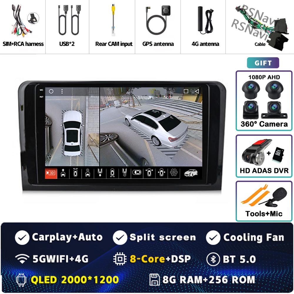 9" Android 14 Carplay Car Radio For Mercedes Benz M-Class W164 GL-Class X164 ML GL Multimedia Video Player GPS Stereo 2Din Auto