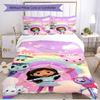 3pcs Duvet Cover Set (1*Duvet Cover + 2*Pillowcase, Without Core), Gabby's Dollhouse Print Soft All‑Season Bedding Set, Home Bedroom Decor Gift