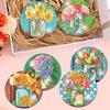 mrpwnle 8-Piece Diamond Art Coaster Kit - Flower Diamond Painting Coaster Kit with Holder, DIY Flower Diamond Art Coaster Kit for Beginners, Adults,