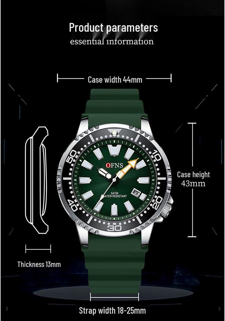 OFNS Men's Casual Waterproof Quartz Wristwatch - Fashionable, Luminous, Simple Design with Shrimp Skin Pattern