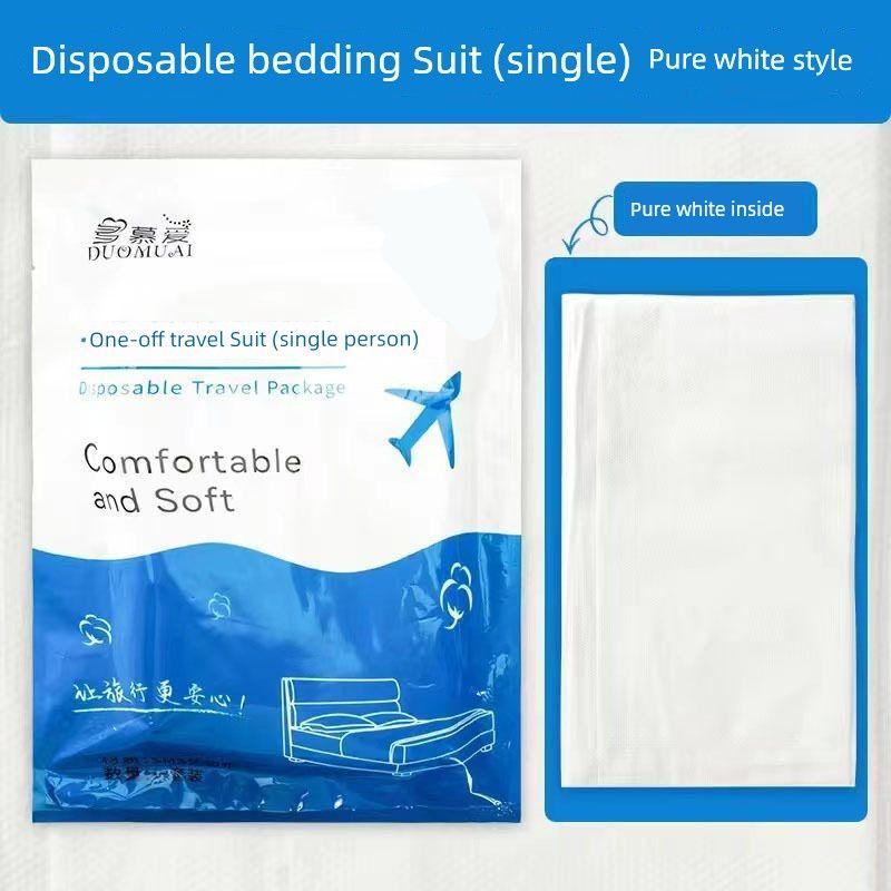 

Travel Disposal Bed Sheet Duvet Cover Pillowcase Quilt Cover Four-Piece Three-Piece Travel Hotel Double Beddings Single Suit 1 packing