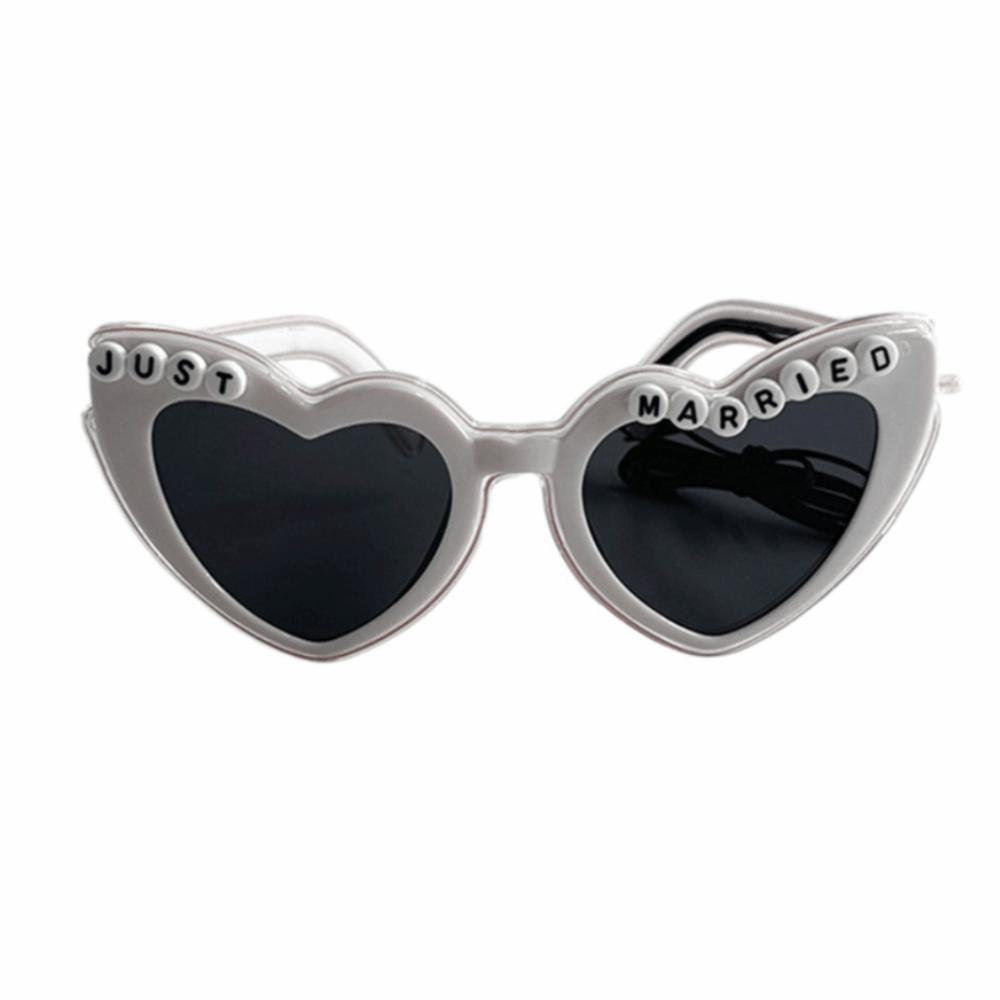 

Heart Shaped Just Married Glasses White Glowing Heart Glasses Fashion LED Glasses Wedding White Heart Glasses