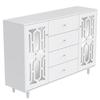 Mirrored Sideboard, Modern Chest of Drawers with 2 Doors & 4 Drawers, Cabinet with Crystal Handles, for Living Room, Dining Room & Bedroom