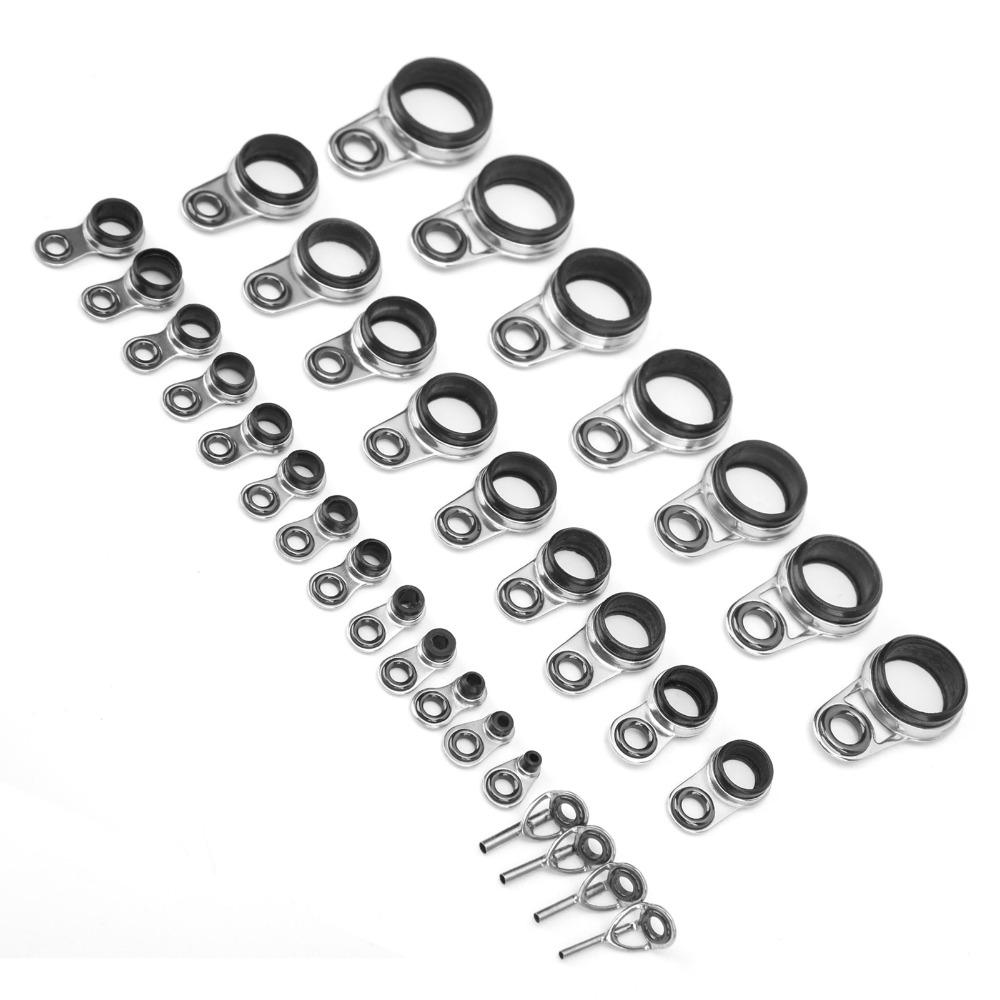 33PCS Multiple Sizes Fishing Rod Guides with Ceramic Loop Raft Line Ring  Fishing Rod Building