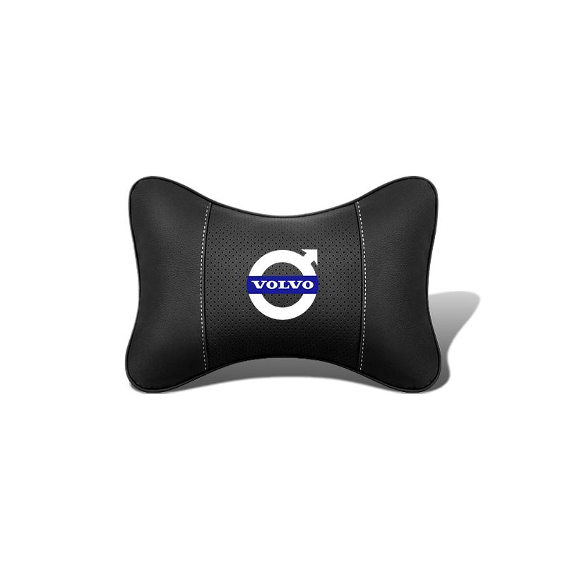 1Pcs Pu Leather Car Neck Pillow Auto Emblem Headrest For Volvo Xc60 Xc90 V40 V60 S60 V50 V90 S80 C40 XC40 V70 XC70 C30 EX90 C70