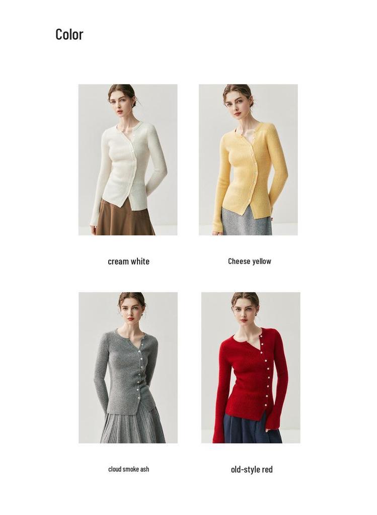2025 Autumn/Winter Women's V-Neck Slim Fit Cashmere Cardigan - Two-Way Wear, Versatile Knit Jacket