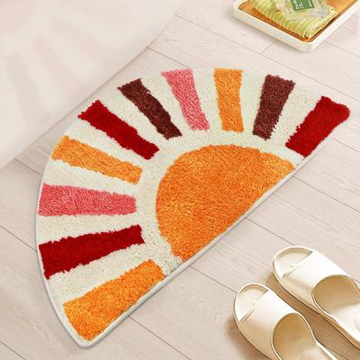 Simple Dopamine Color Faux Cashmere Carpet Living Room Bathroom Doorway Non-slip Dirty Resistant Home Decoration