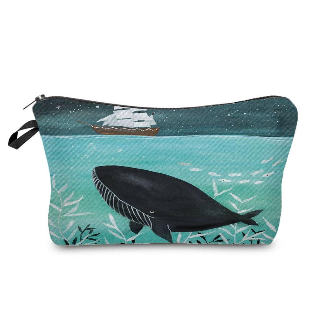 Women Whale Print Cosmetic Bag Toiletries Organize Travel Storage Case 6688