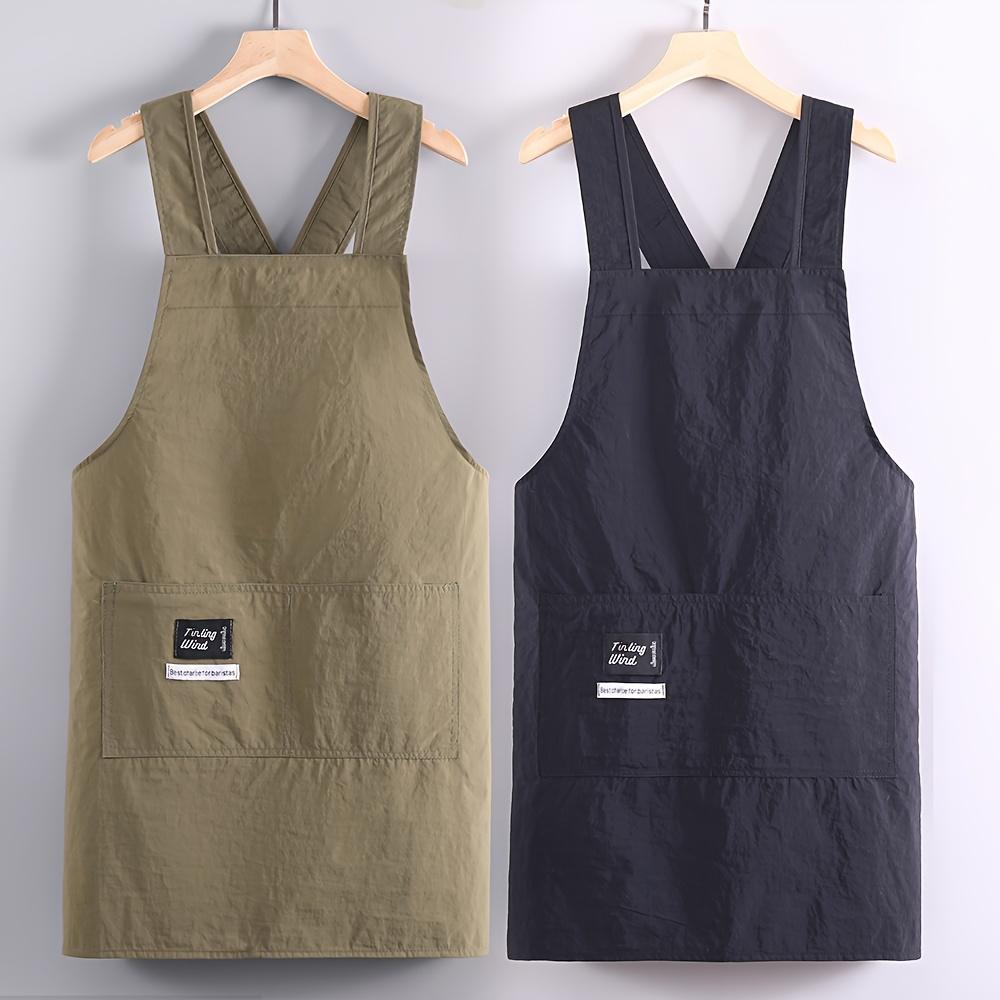 Delantal de Poliéster con Mangas Cruzadas para Cocinar y Trabajar - Correas Ajustables, Ideal para Cocina Casera y Uso en Restaurante, Delantal Ajustable|Delantal de Poliéster