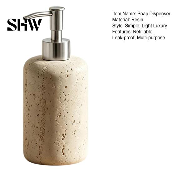 Easy To Refill Soap Dispenser Resin Refillable Dispenser, Liquid Hand Shampoo Container, Empty Pump Lotion Bottle for Bathroom Kitchen Countertop Leak