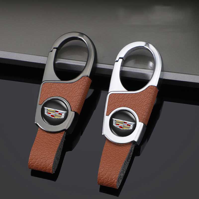 For Cadillac ATS BLS CT4 CT6 CTS ESCALADE EXT SLR SLS SRX STS XLR XT4 XT5 XTS Leather Car Logo Keyrings Holder Key Chain Pendant Ybsdr66