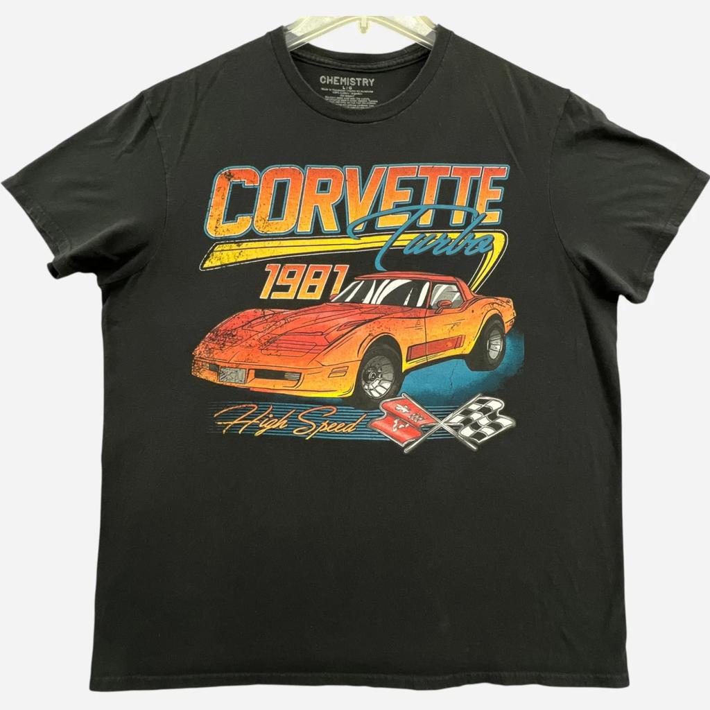 Corvette Turbo 1981 Grafické tričko Pánské Velké Černé Tričko s licencí GM