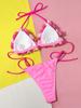 Damen Badeanzug Einfarbig Sexy Neckholder Blumen Dreieck Tasche Rückenfrei Geteilter Badeanzug Strandmode Badeanzüge