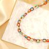 Cuban Chain Colorful Clavicle Chain Necklace Enamel Epoxy Multi-Color Personality Trend Titanium Steel Jewelry