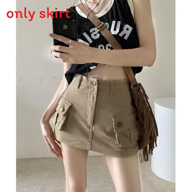 Sexy Summer Khaki Aline Mini Skirt With Zipper For Teen Casual Wear