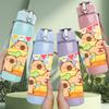 1PC Two Bear Play Toy Cartoon Pattern 750ml Color Plastic Sports Water Bottle Leakproof Flip Straw Lid Suitable for Sports Office Home Use