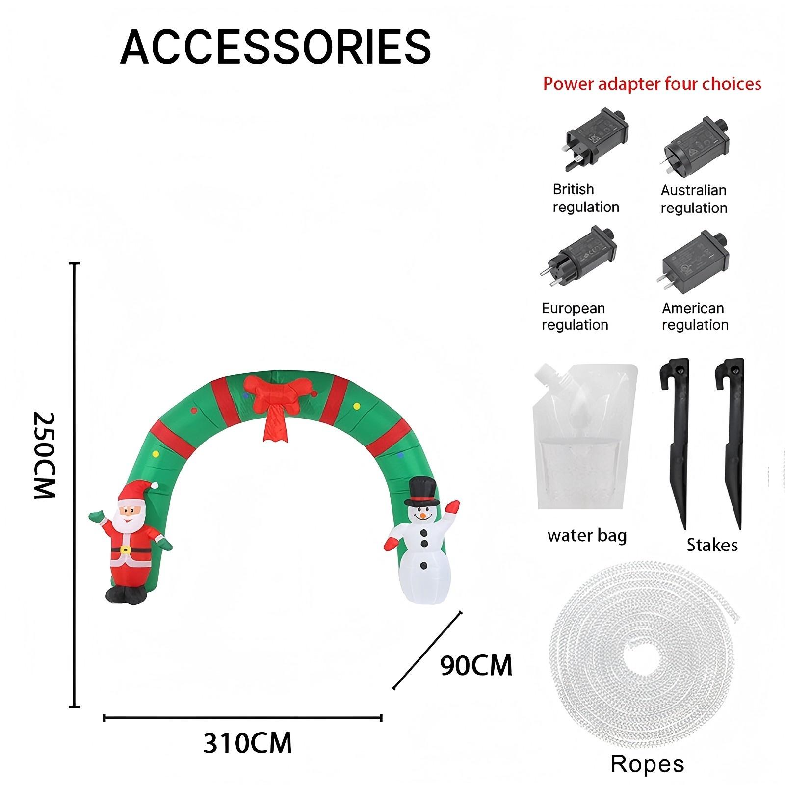 

10.17ФТ Надувная игрушечная арка Снеговик Санта со светодиодной подсветкой Рождественский декор для двора, лужайки, сада, вечеринки, Рождественские домашние принадлежности, украшение, подарок EU